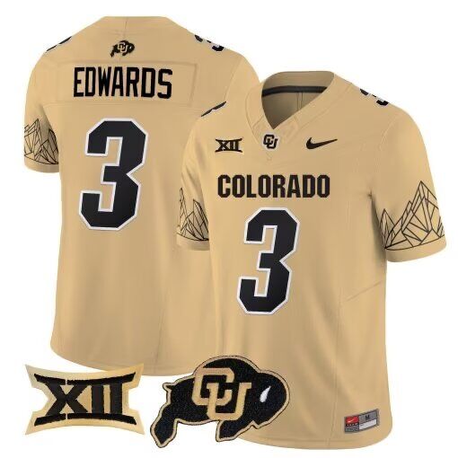 Men Sanders Buffaloes #3 Edwards yellow 2024 Nike NCAA jersey->washington commanders->NFL Jersey